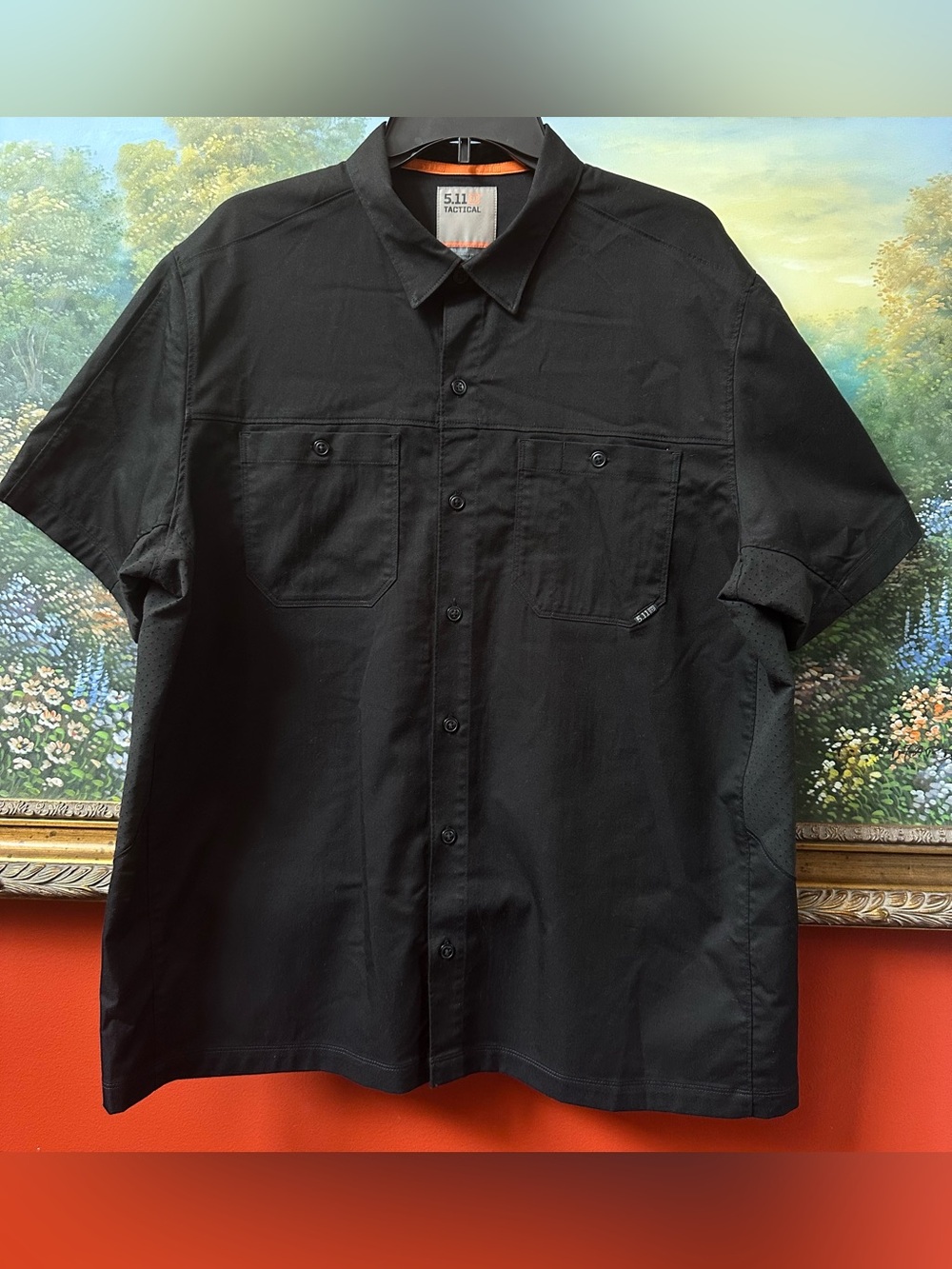 5.11 Tactical Black Short Sleeve Button Up Shirt Mesh Vent Pockets Men’s Large